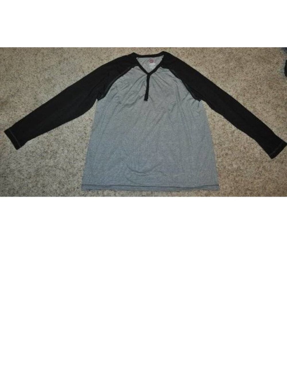 Swiss Cross Henley Shirt 3XL Mens Black Gray Long Sleeve 5 Button Placket